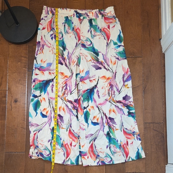 FINAL CLEARANCE Calia Floral Linen Resort Wear Wide Leg Pants In XL - Picture 10 of 12